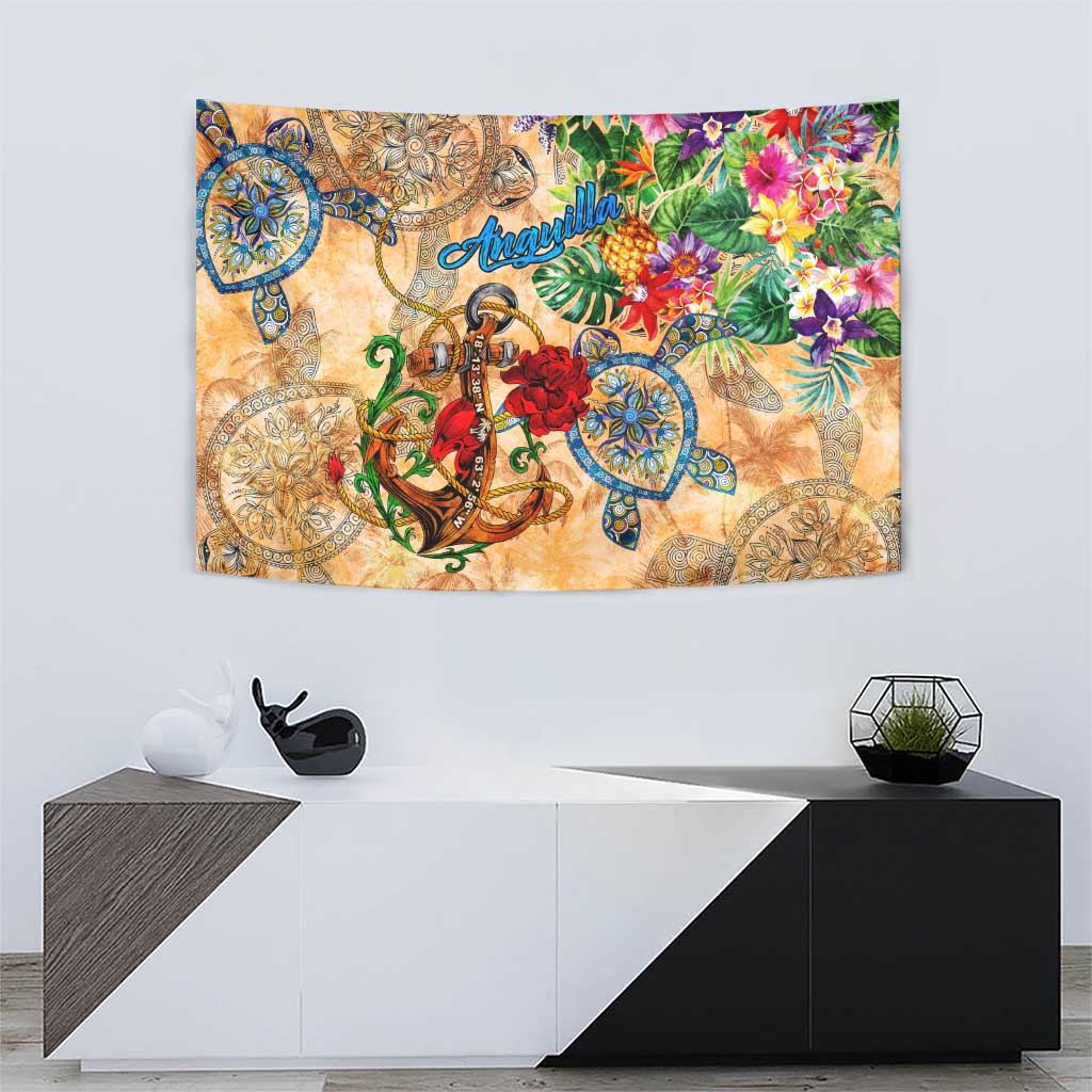Anguilla Tapestry Geographic Coordinate Anchor - Turlte Tropical