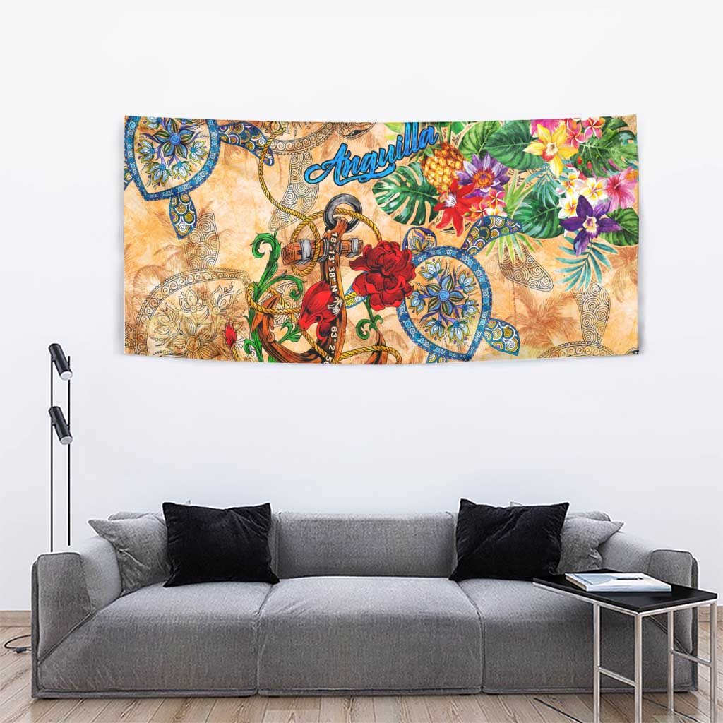 Anguilla Tapestry Geographic Coordinate Anchor - Turlte Tropical