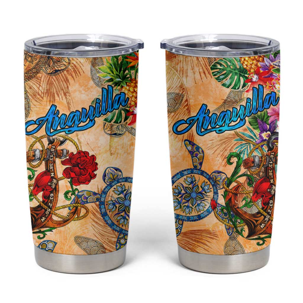 Anguilla Tumbler Cup Geographic Coordinate Anchor - Turlte Tropical