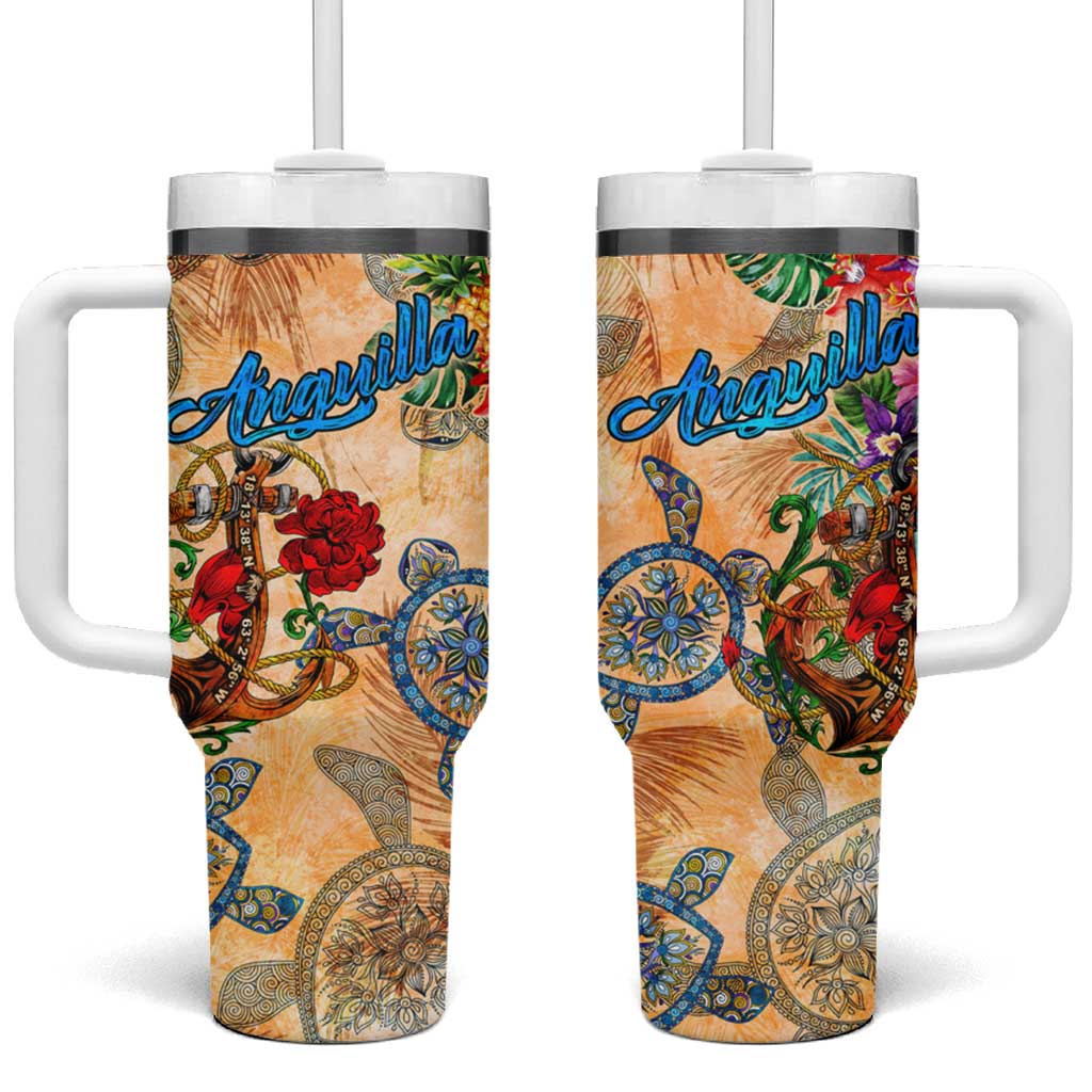 Anguilla Tumbler With Handle Geographic Coordinate Anchor - Turlte Tropical