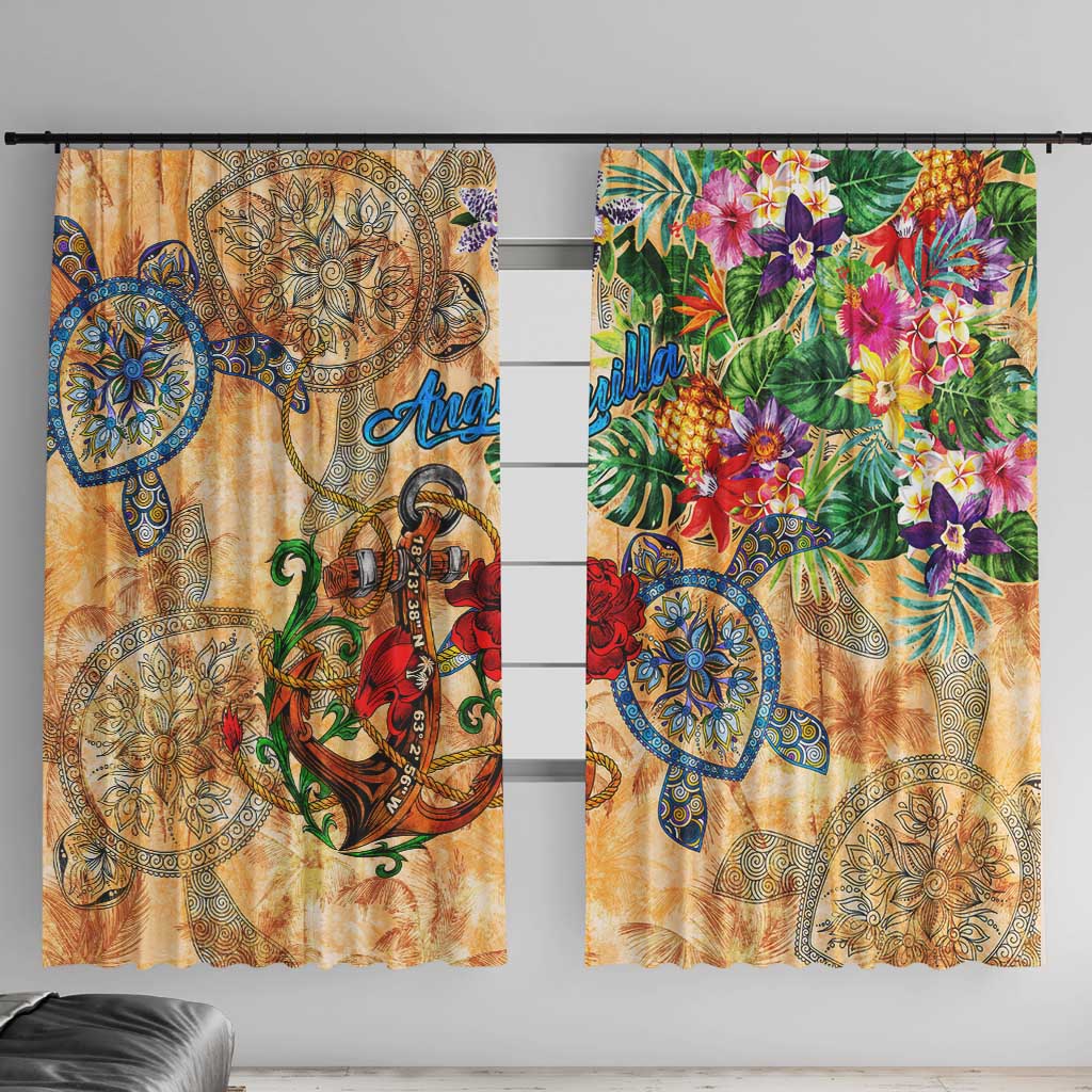Anguilla Window Curtain Geographic Coordinate Anchor - Turlte Tropical
