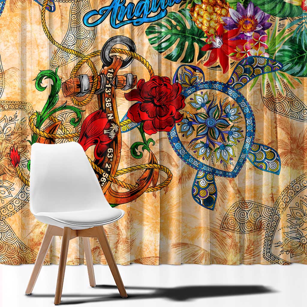 Anguilla Window Curtain Geographic Coordinate Anchor - Turlte Tropical