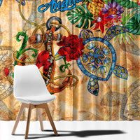 Anguilla Window Curtain Geographic Coordinate Anchor - Turlte Tropical
