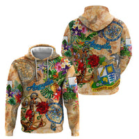 Anguilla Zip Hoodie Geographic Coordinate Anchor - Turlte Tropical