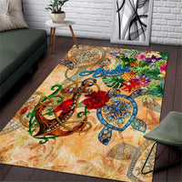 Aruba Area Rug Geographic Coordinate Anchor - Turlte Tropical