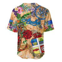 Aruba Baseball Jersey Geographic Coordinate Anchor - Turlte Tropical