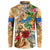 Aruba Button Sweatshirt Geographic Coordinate Anchor - Turlte Tropical