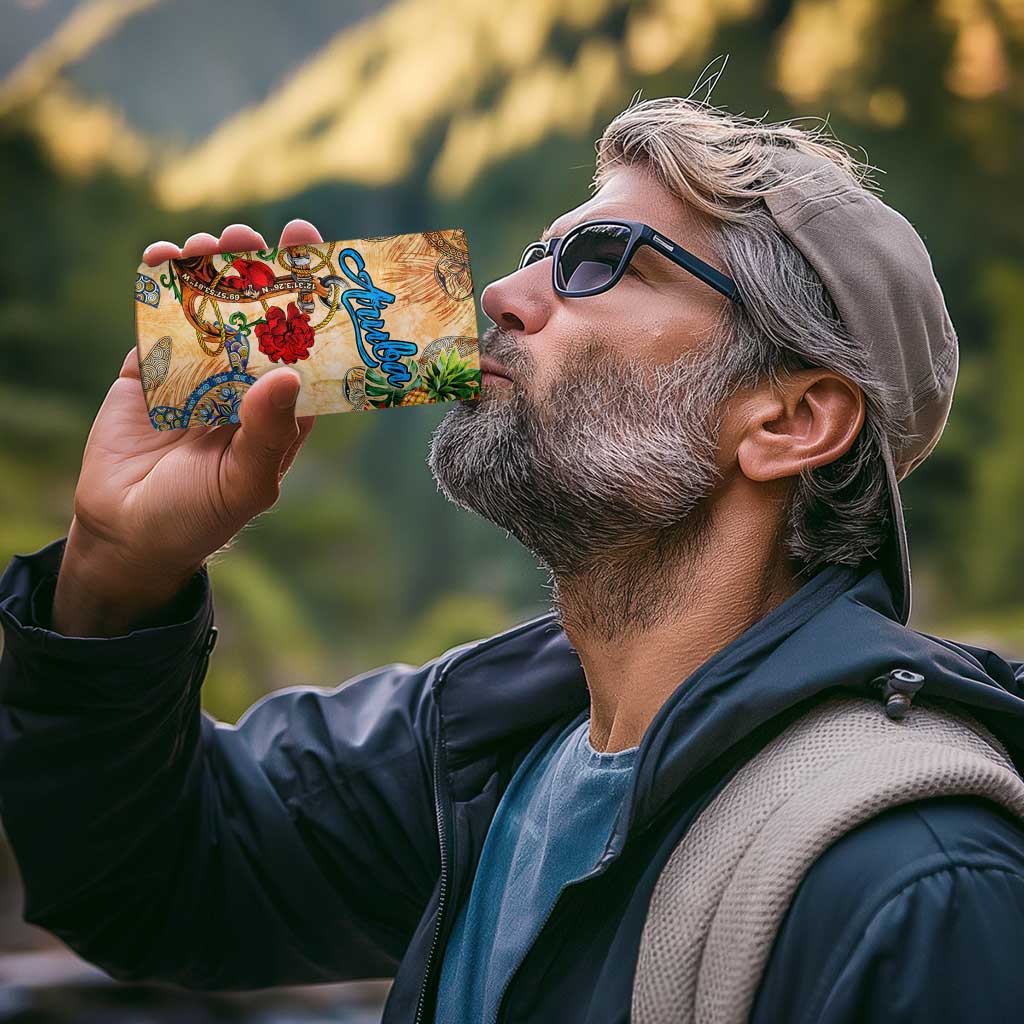 Aruba 4 in 1 Can Cooler Tumbler Geographic Coordinate Anchor - Turlte Tropical