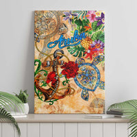 Aruba Canvas Wall Art Geographic Coordinate Anchor - Turlte Tropical