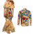 Aruba Couples Matching Mermaid Dress and Long Sleeve Button Shirt Geographic Coordinate Anchor - Turlte Tropical