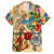 Aruba Family Matching Off The Shoulder Long Sleeve Dress and Hawaiian Shirt Geographic Coordinate Anchor - Turlte Tropical
