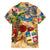 Aruba Family Matching Off The Shoulder Long Sleeve Dress and Hawaiian Shirt Geographic Coordinate Anchor - Turlte Tropical
