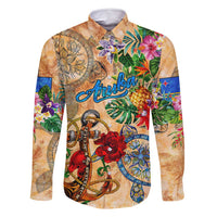 Aruba Family Matching Summer Maxi Dress and Hawaiian Shirt Geographic Coordinate Anchor - Turlte Tropical