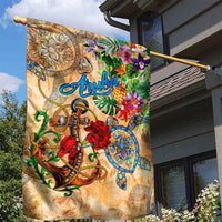 Aruba Garden Flag Geographic Coordinate Anchor - Turlte Tropical