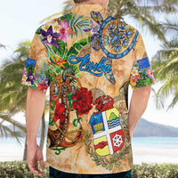 Aruba Hawaiian Shirt Geographic Coordinate Anchor - Turlte Tropical