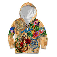 Aruba Kid Hoodie Geographic Coordinate Anchor - Turlte Tropical