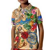 Aruba Kid Polo Shirt Geographic Coordinate Anchor - Turlte Tropical