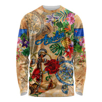 Aruba Long Sleeve Shirt Geographic Coordinate Anchor - Turlte Tropical