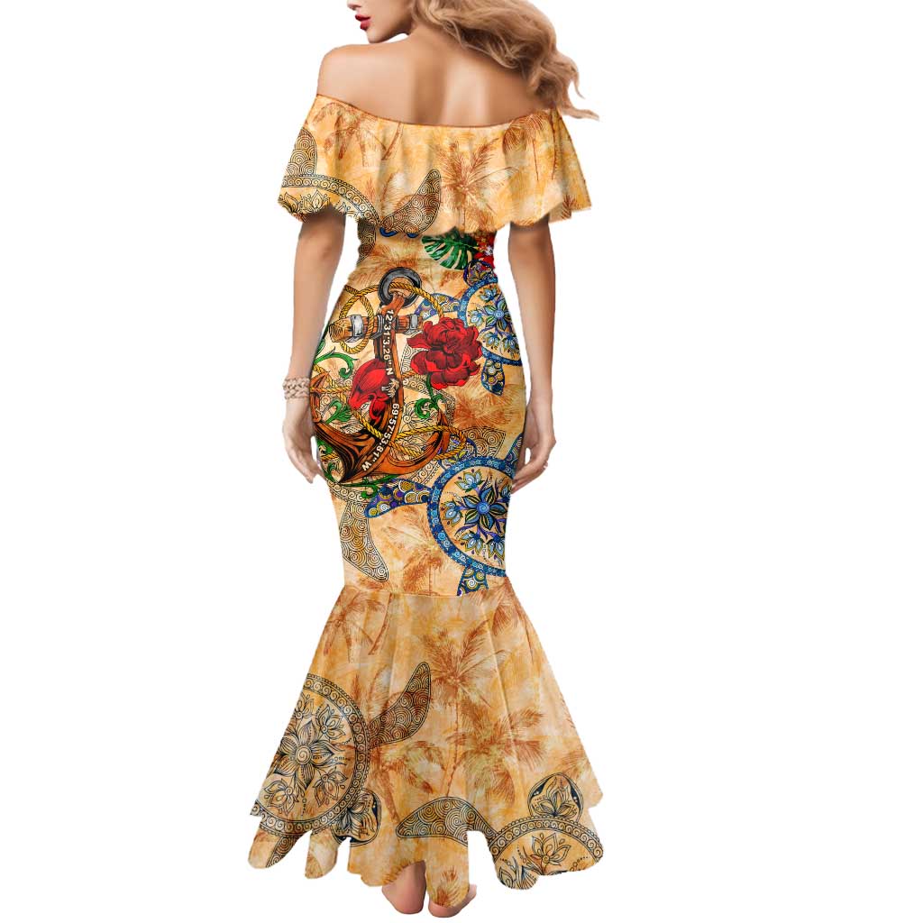 Aruba Mermaid Dress Geographic Coordinate Anchor - Turlte Tropical