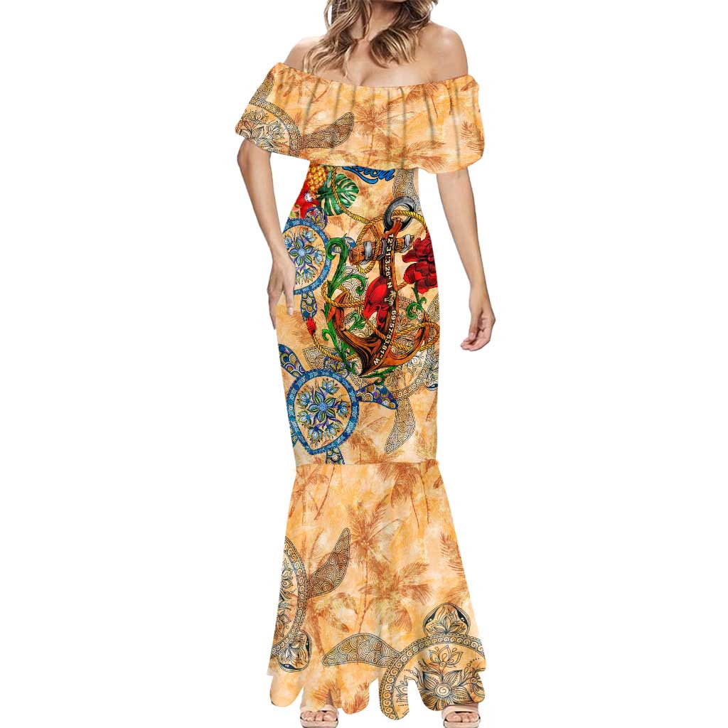 Aruba Mermaid Dress Geographic Coordinate Anchor - Turlte Tropical