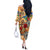 Aruba Off The Shoulder Long Sleeve Dress Geographic Coordinate Anchor - Turlte Tropical