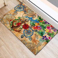 Aruba Rubber Doormat Geographic Coordinate Anchor - Turlte Tropical