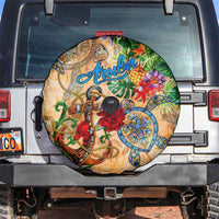 Aruba Spare Tire Cover Geographic Coordinate Anchor - Turlte Tropical