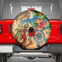 Aruba Spare Tire Cover Geographic Coordinate Anchor - Turlte Tropical