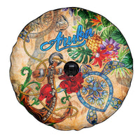 Aruba Spare Tire Cover Geographic Coordinate Anchor - Turlte Tropical