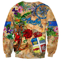 Aruba Sweatshirt Geographic Coordinate Anchor - Turlte Tropical