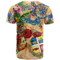 Aruba T Shirt Geographic Coordinate Anchor - Turlte Tropical