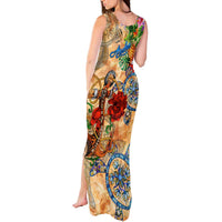 Aruba Tank Maxi Dress Geographic Coordinate Anchor - Turlte Tropical