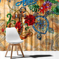 Aruba Window Curtain Geographic Coordinate Anchor - Turlte Tropical