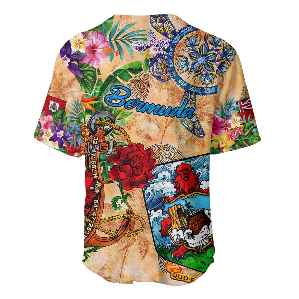 Bermuda Baseball Jersey Geographic Coordinate Anchor - Turlte Tropical