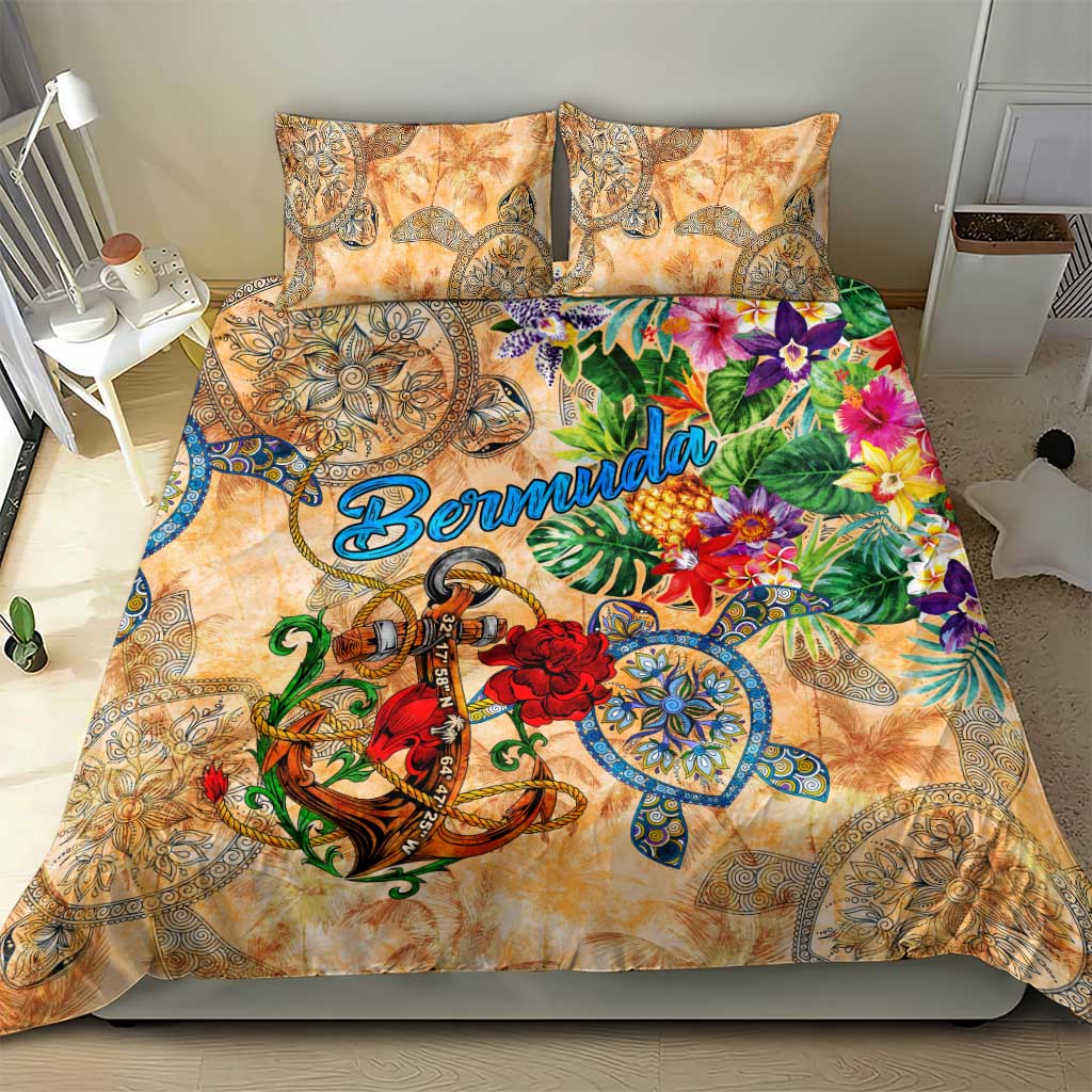 Bermuda Bedding Set Geographic Coordinate Anchor - Turlte Tropical