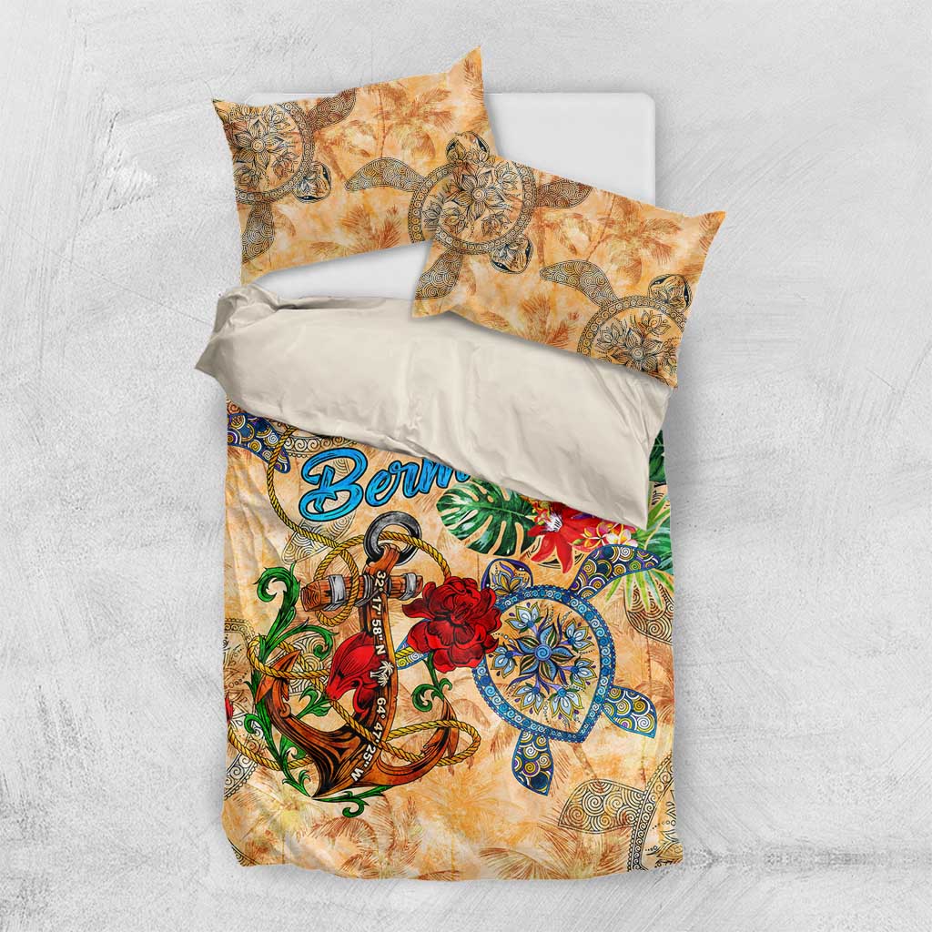 Bermuda Bedding Set Geographic Coordinate Anchor - Turlte Tropical