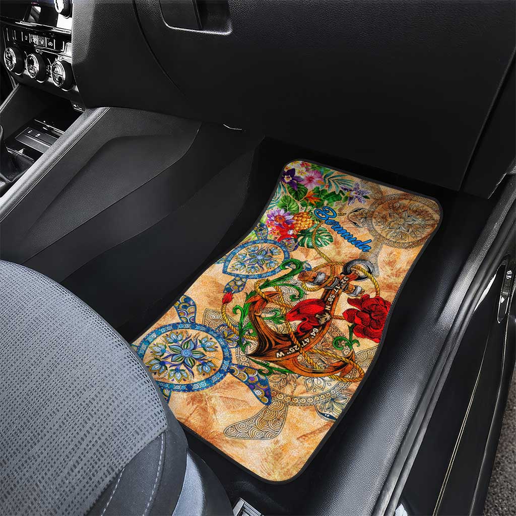 Bermuda Car Mats Geographic Coordinate Anchor - Turlte Tropical