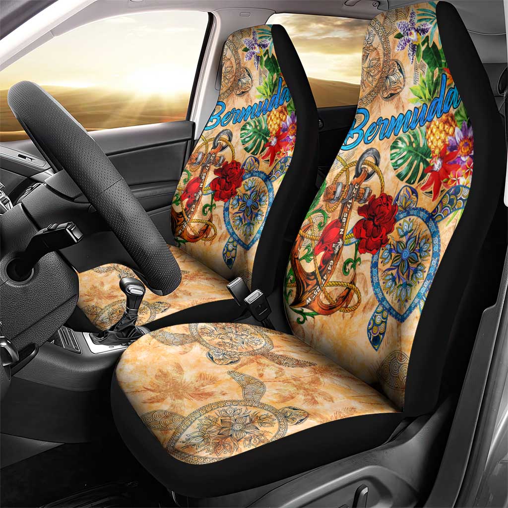 Bermuda Car Seat Cover Geographic Coordinate Anchor - Turlte Tropical