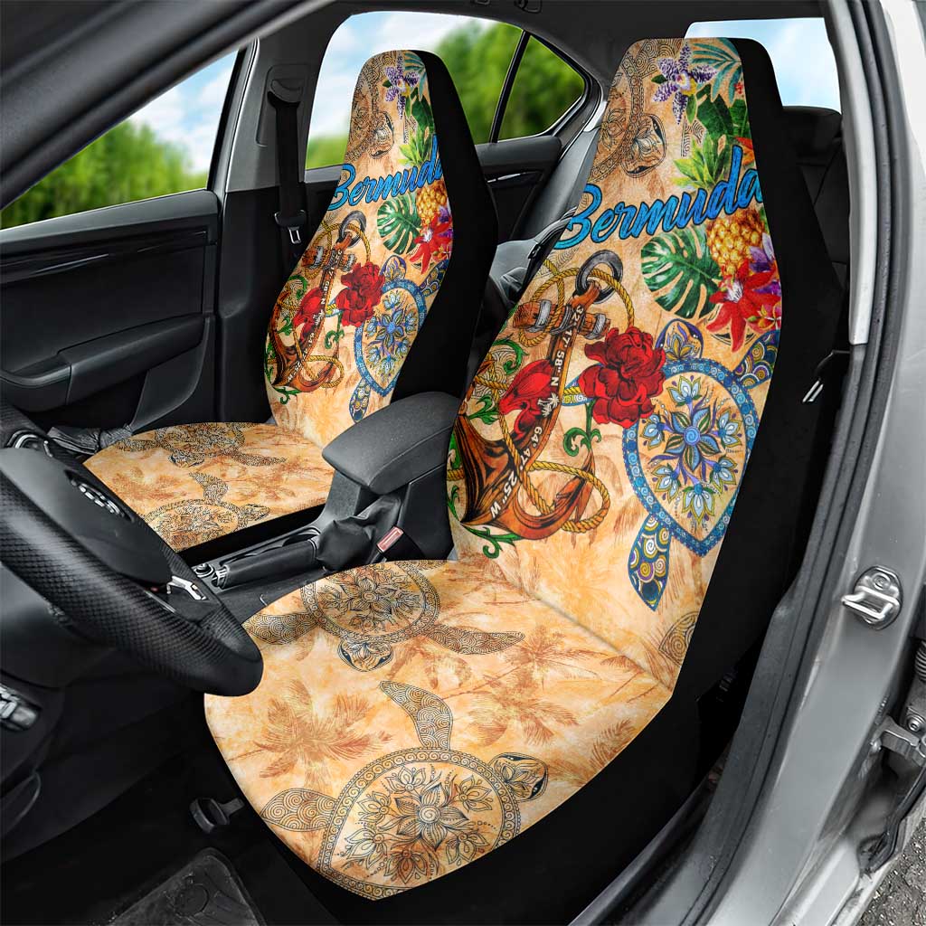 Bermuda Car Seat Cover Geographic Coordinate Anchor - Turlte Tropical