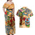 Bermuda Couples Matching Off Shoulder Maxi Dress and Hawaiian Shirt Geographic Coordinate Anchor - Turlte Tropical
