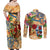 Bermuda Couples Matching Off Shoulder Maxi Dress and Long Sleeve Button Shirt Geographic Coordinate Anchor - Turlte Tropical