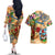 Bermuda Couples Matching Off The Shoulder Long Sleeve Dress and Hawaiian Shirt Geographic Coordinate Anchor - Turlte Tropical
