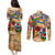 Bermuda Couples Matching Puletasi and Long Sleeve Button Shirt Geographic Coordinate Anchor - Turlte Tropical