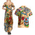 Bermuda Couples Matching Summer Maxi Dress and Hawaiian Shirt Geographic Coordinate Anchor - Turlte Tropical