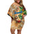 Bermuda Family Matching Off Shoulder Short Dress and Hawaiian Shirt Geographic Coordinate Anchor - Turlte Tropical