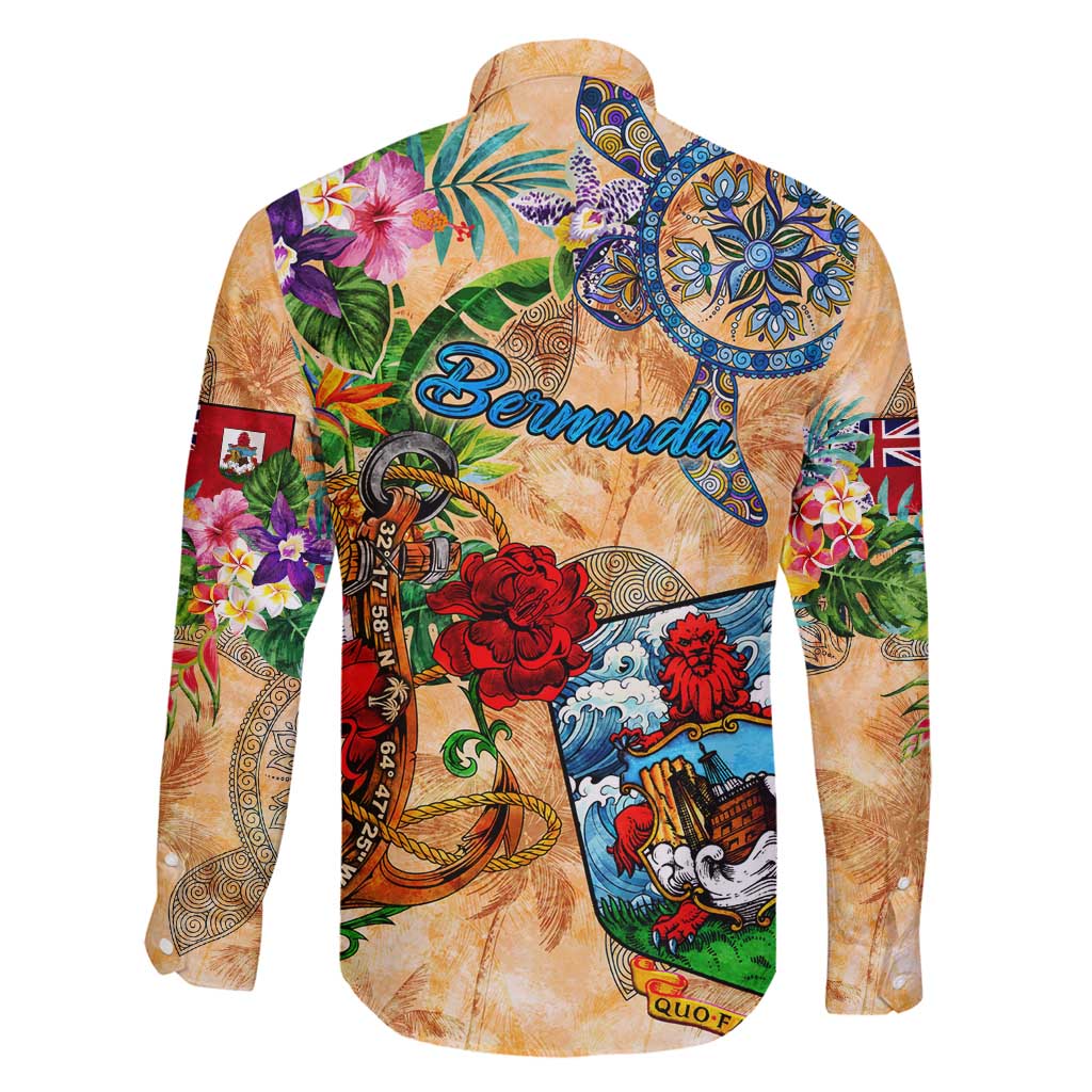 Bermuda Family Matching Puletasi and Hawaiian Shirt Geographic Coordinate Anchor - Turlte Tropical