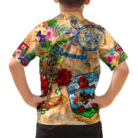 Bermuda Family Matching Tank Maxi Dress and Hawaiian Shirt Geographic Coordinate Anchor - Turlte Tropical