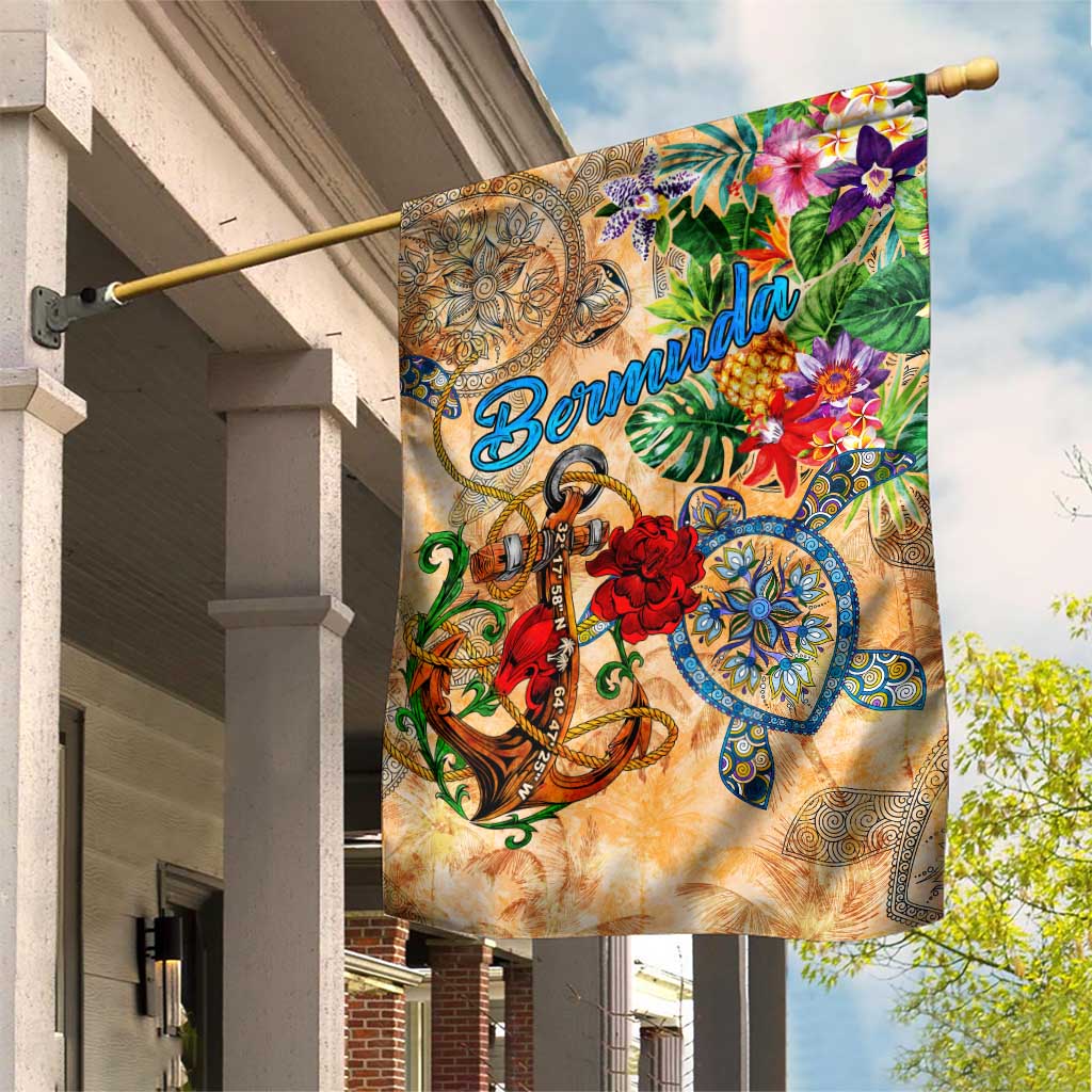 Bermuda Garden Flag Geographic Coordinate Anchor - Turlte Tropical