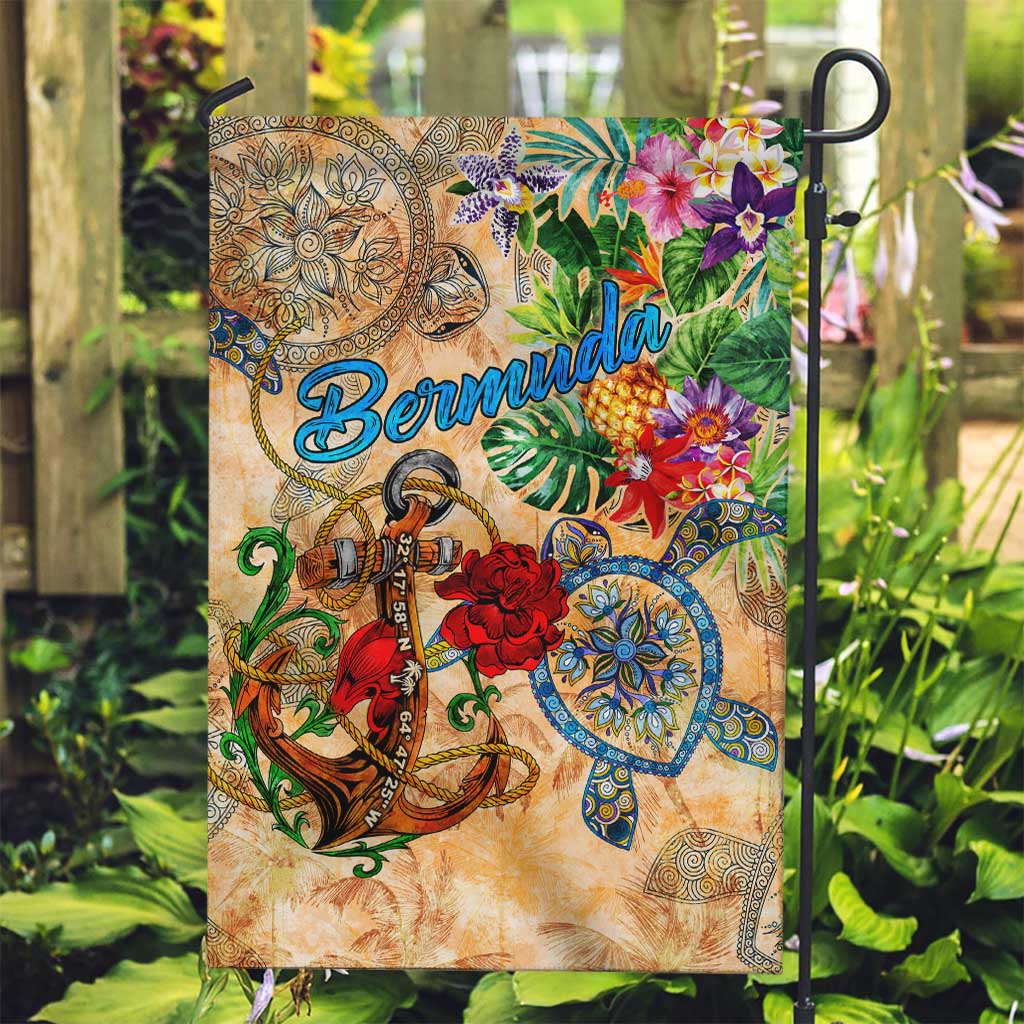 Bermuda Garden Flag Geographic Coordinate Anchor - Turlte Tropical