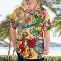 Bermuda Hawaiian Shirt Geographic Coordinate Anchor - Turlte Tropical